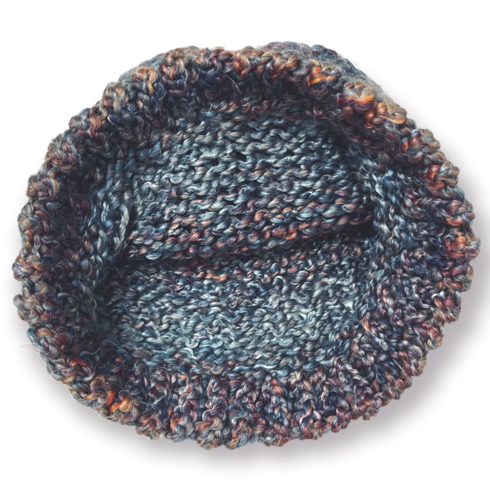 Soft Handmade Knitted Dusty Rainbow Hat | Blue Pink Purple Winter Beanie Cute - Picture 3 of 4